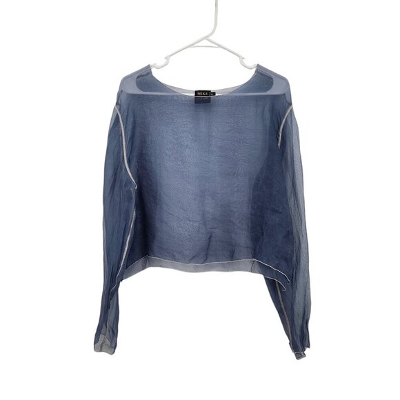 Mike & Tod Women's 100% Silk Lightweight Sheer Cropped Top - M - Picture 1 of 7